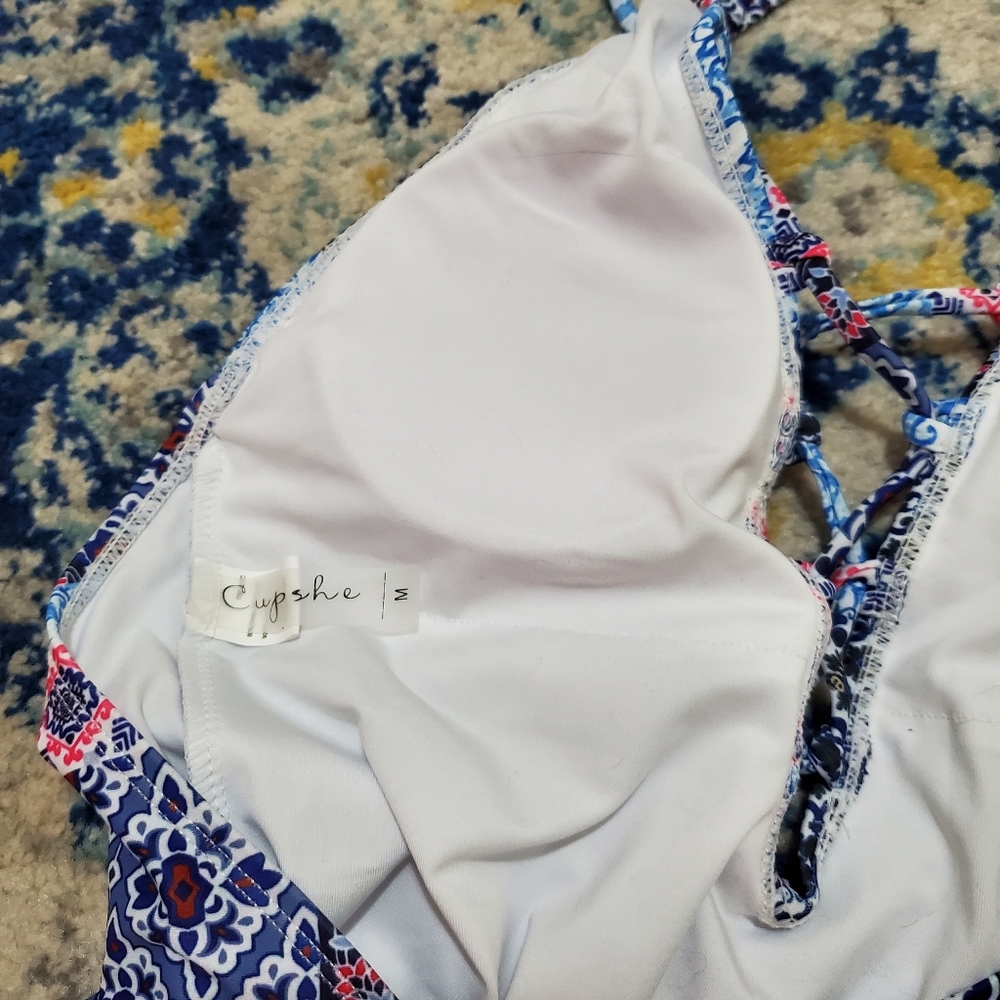 Cupshe Patchwork Print One-Piece Halter Swimsuit M - image 5